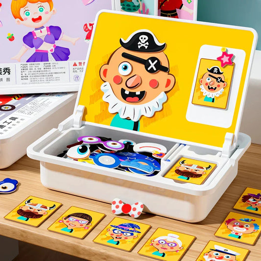 🎉HOT SALE🎉Magnetic Puzzles Face Dress Up Travel Game Double Side Preschool Educational Learning Toy for Kids