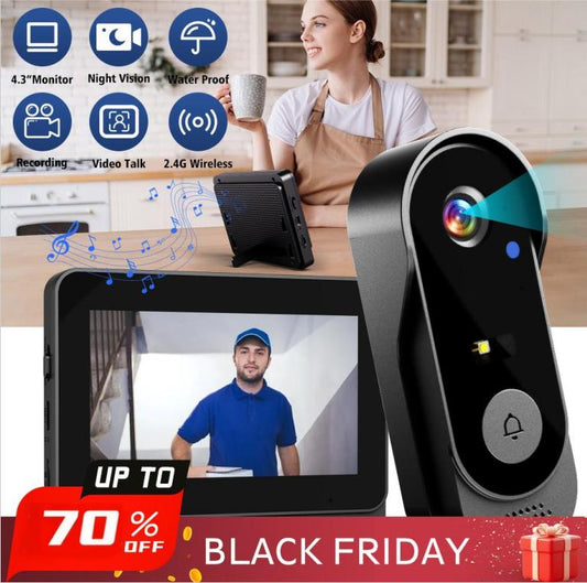 📢📢50% OFF !! ⏰Doorbell Camera with Screen – 4.3-Inch Display, Easy Setup 📱🔔