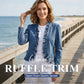 🌿 Women's Ruffle Trim Open-Front Denim Jacket