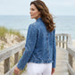 🌿 Women's Ruffle Trim Open-Front Denim Jacket