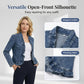🌿 Women's Ruffle Trim Open-Front Denim Jacket