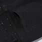Rhinestone Embellished Slim-Fit Black Denim Stretch Jeans
