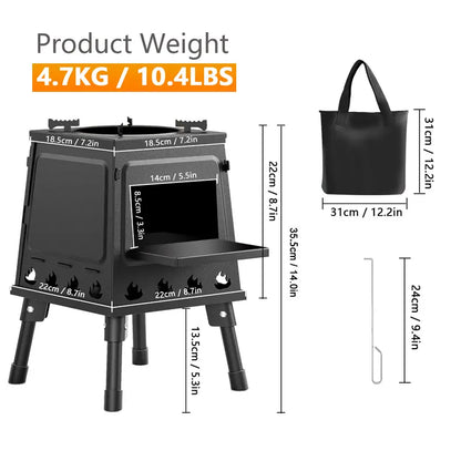 📢📢 50% OFF🔥 Portable Cast Iron Wood Burning Stove – Durable Heat Retention for Camping & Outdoor Cooking