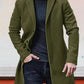 Men's Single Row Buckle Solid Color Trench Coat