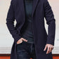 Men's Single Row Buckle Solid Color Trench Coat