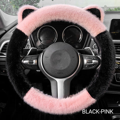 📢📢 50% OFF! 🐱 Cat Ear Plush Steering Wheel Cover – Soft Warmth & Cute Style for Your Car