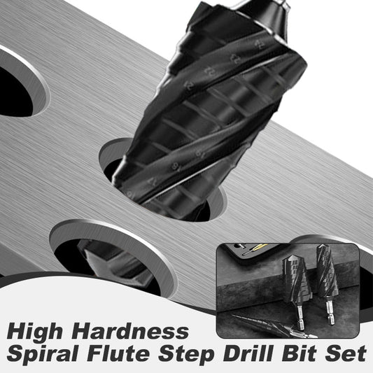 High Hardness Spiral Flute Step Drill Bit Set