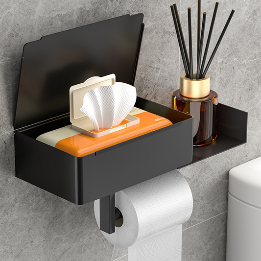 📢📢50% OFF !! ⏰Toilet paper holder with shelf and storage compartment – drill-free installation