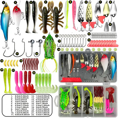 📢📢 50% OFF! Fishing Lure Kit – Hard & Soft Baits with Organized Tackle Box 🎣