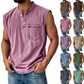 📢📢50% OFF !! ⏰Retro Style Sleeveless T-Shirt with Three Buttons