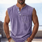 📢📢50% OFF !! ⏰Retro Style Sleeveless T-Shirt with Three Buttons