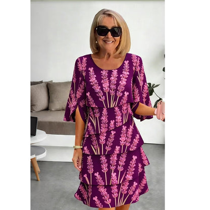 👗 50% OFF! ✨Tiered Midi Dress – Floral Pattern, Split Sleeves, Flowy, Elegant 🌸