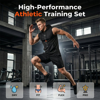 🏃 50% OFF NOW + Free shipping 💪 Men’s Sleeveless Hoodie & Shorts Set – Athletic & Casual Fit – Breathable & Quick-Dry 🏋️‍♂️