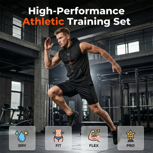🏃 50% OFF NOW + Free shipping 💪 Men’s Sleeveless Hoodie & Shorts Set – Athletic & Casual Fit – Breathable & Quick-Dry 🏋️‍♂️