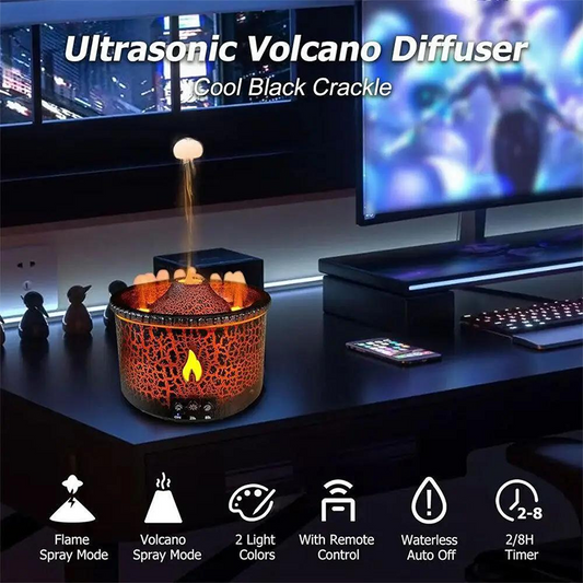 🌋 Volcanic Flame Aroma Diffuser – Quiet Mist, Ambient Lighting & Remote-Control Convenience ✨🕯️