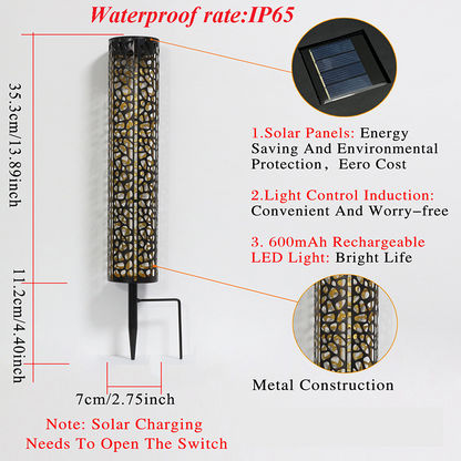 🌞 Solar Garden Stake Light ✅ Hollow-Carved Pattern & Auto On/Off | Elegant Outdoor Glow ✨