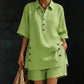 👕 LIMITED-TIME 50% OFF! ✨ Women's 2-Piece Set – Relaxed Fit, Polo Collar, Summer