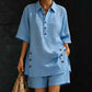 👕 LIMITED-TIME 50% OFF! ✨ Women's 2-Piece Set – Relaxed Fit, Polo Collar, Summer