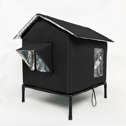 🐾 50% OFF 🔥 All-Weather Elevated Outdoor Cat House ✅ Waterproof & Warm Lined Shelter | Foldable Raised Design 🐱