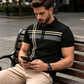 👕Men's Striped Short Sleeve Collared Top🌿