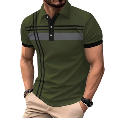 👕Men's Striped Short Sleeve Collared Top🌿