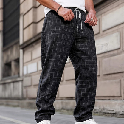 👖 Men's Plus Size Plaid Drawstring Trousers 🌿