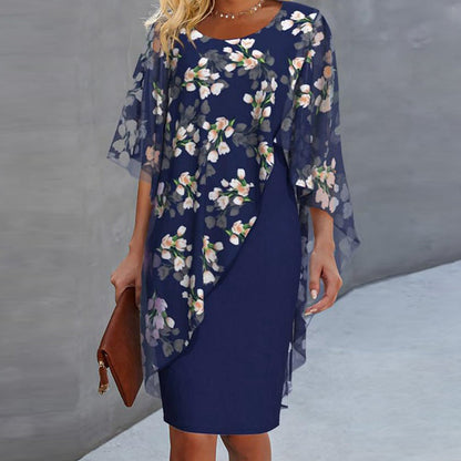 🌸 Women's Elegant Floral Print Overlay & Dress Set 🌼