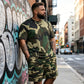 🎯 Men's Camo Print T-Shirt & Shorts Set – Coordinated, Relaxed, Breathable 🌿