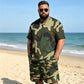🎯 Men's Camo Print T-Shirt & Shorts Set – Coordinated, Relaxed, Breathable 🌿