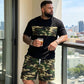 🎯 Men's Camo Print T-Shirt & Shorts Set – Coordinated, Relaxed, Breathable 🌿