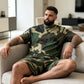 🎯 Men's Camo Print T-Shirt & Shorts Set – Coordinated, Relaxed, Breathable 🌿