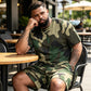 🎯 Men's Camo Print T-Shirt & Shorts Set – Coordinated, Relaxed, Breathable 🌿