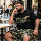 🎯 Men's Camo Print T-Shirt & Shorts Set – Coordinated, Relaxed, Breathable 🌿