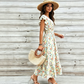 📢📢40% OFF !! ⏰Women's Floral V-Neck Smocked Waist Dress