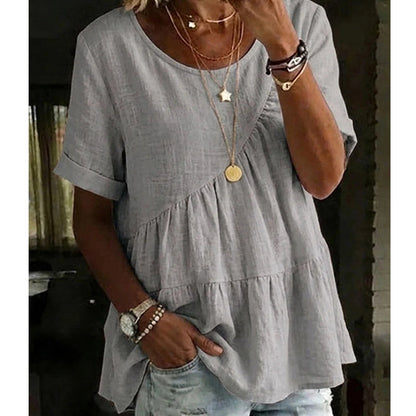 📢📢50% OFF !! ⏰Women's Short Sleeve Tiered Tunic Top