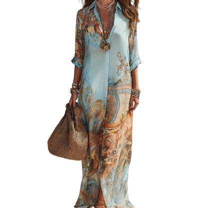 🌸 50% OFF NOW! 🌸Women's Elegant Retro Print Maxi Dress