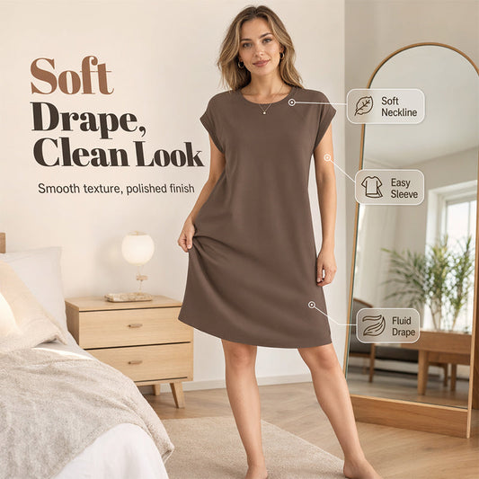 🌸 50% OFF NOW! 🌸Women's Crew Neck Solid Color Dress