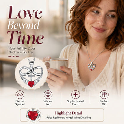 ✨2026 Sale — Over 36,000 Sold! 💖 Infinity Heart Cross Necklace with Wing Pendant – Faith & Eternal Love ✨
