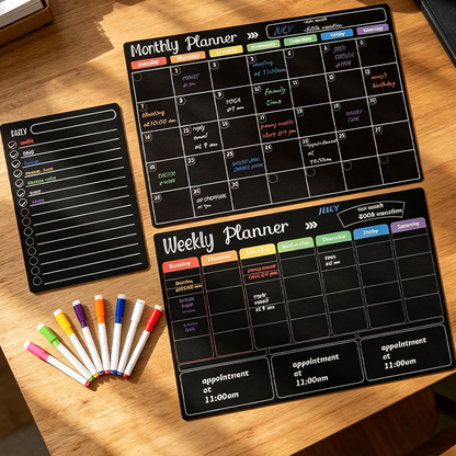📢📢50% OFF !! ⏰Magnetic Fridge Calendar Planner Set with Markers
