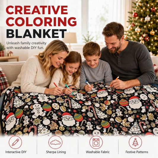 📢📢50% OFF !! ⏰Family DIY Coloring Blanket – Soft Fleece, Creative, Multi‑Purpose 🧶