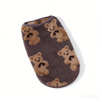 📢📢50% OFF !! ⏰ Cute Plush-Lined Pet Vest – Warm Plush, Sleeveless Fit, Bear Print ❄️