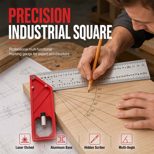 📢📢50% OFF !! ⏰Multi-Functional Woodworking Square Ruler with Aluminum Base