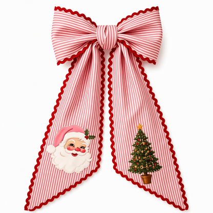 🎄 50% OFF – Vintage Santa Ribbon Bow for Wreaths & Doors