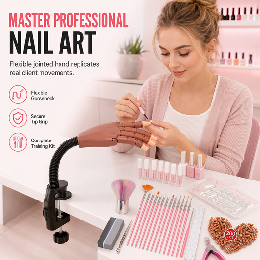 📢📢50% OFF !! ⏰Professional 15 Piece Nail Art Practice Hand and Tool Kit for Training and Salon