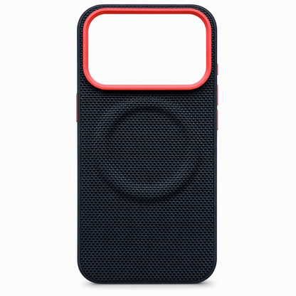 Magnetic Woven Texture Protective Phone Case with Gold Trim