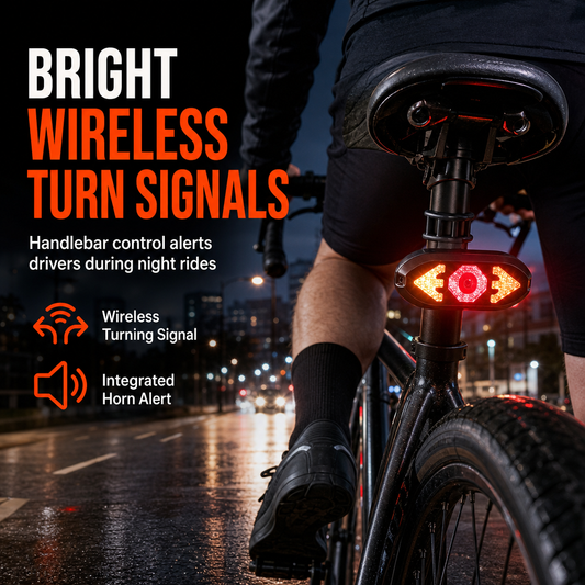 Bicycle Remote Control Turn Signal Taillight with Horn Warning Light for Road and Mountain Bikes