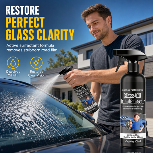 🔥Buy 2 Get 1 Free🔥Car Glass Oil Film Remover Spray Powerful Windshield Decontamination and Bug Residue Cleaner for Clear Driving Vision