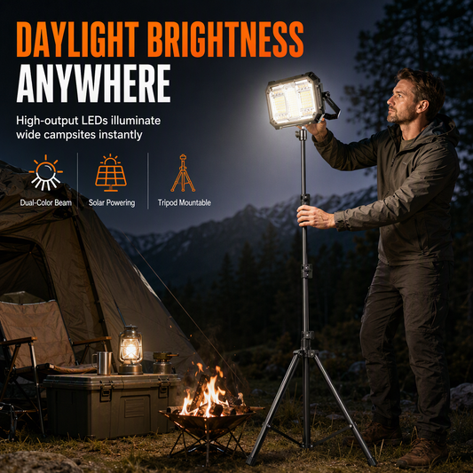 🔥50% OFF✨🔦Ultra-Powerful & Rechargeable Solar LED Camping Light with Tripod— Dual Solar/Type-C Power, Magnetic Mount, and IP66 Water Resistance for Reliable Lighting Anywhere