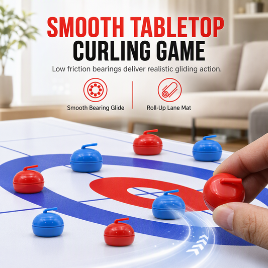 📢📢 50% OFF🎨Tabletop Mini Curling Game Set with Roll Up Mat and Plastic Curling Stones Interactive Indoor Board Game for Kids and Adults
