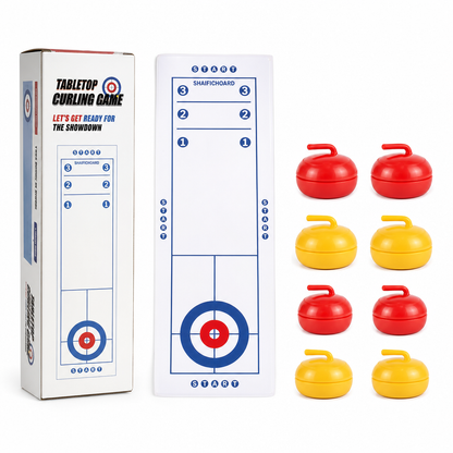 📢📢 50% OFF🎨Tabletop Mini Curling Game Set with Roll Up Mat and Plastic Curling Stones Interactive Indoor Board Game for Kids and Adults
